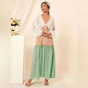 NWT Detailed Color Block Maxi Dress or Cover Up